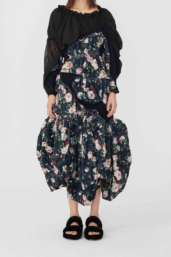 CAROLINE HU Pleated Sleeve Skirt AW21BKSK06S